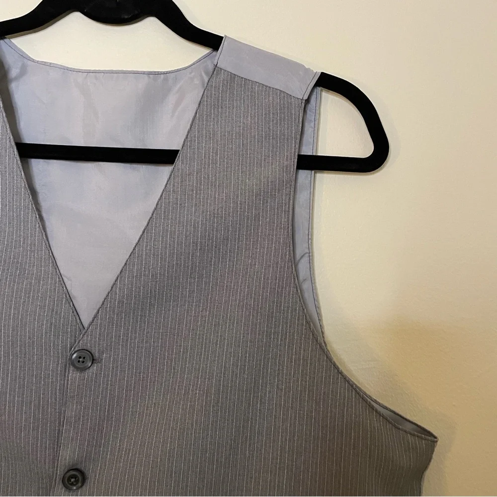 Men's Gray Pinstripe Vest